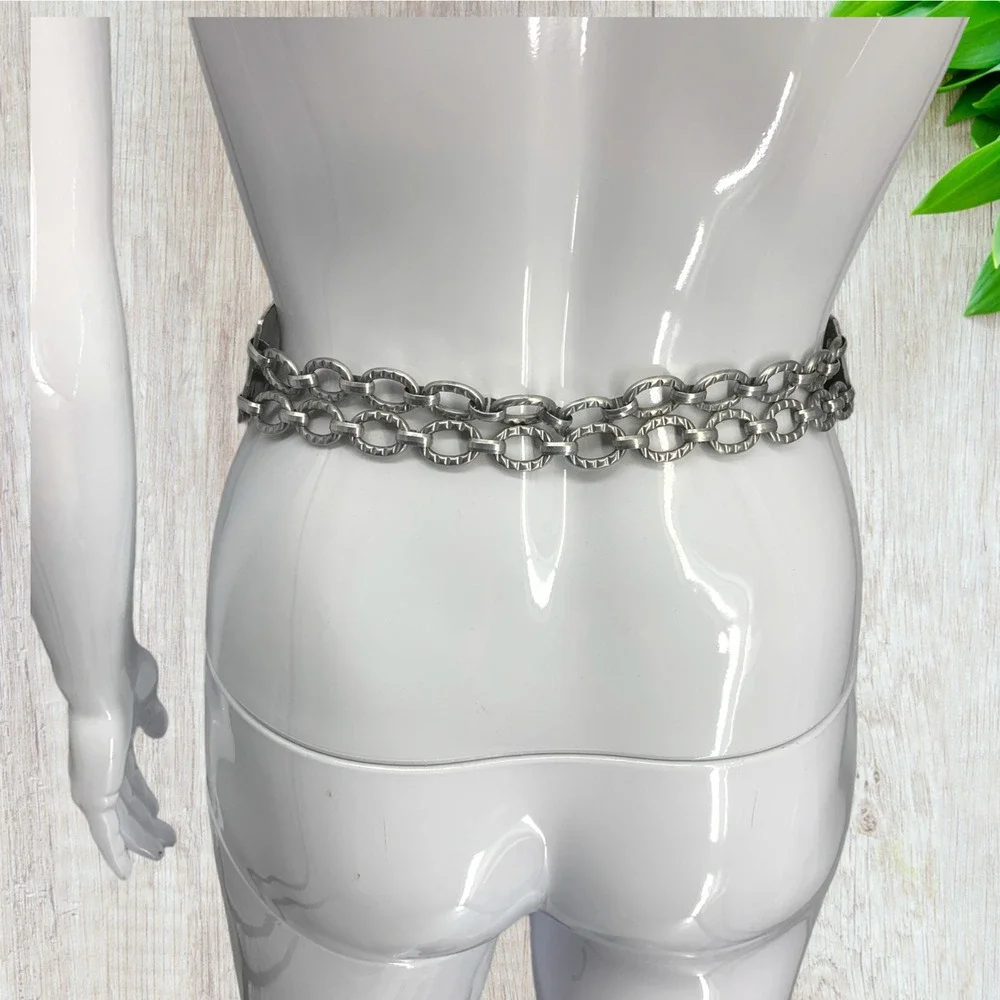 Vintage H. Pomerantz N.Y. Platanelle Aluminum Wide Waist Cinch Tile Belt 26-27